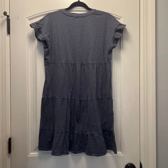 Time and Tru Women’s Short Flutter Sleeve Tiered Mini Dress Size S(4-6) Blue - Picture 6 of 6